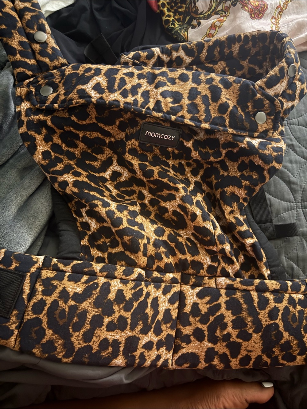 momcozy Leopard Print Kids Overalls - Brown/Black
